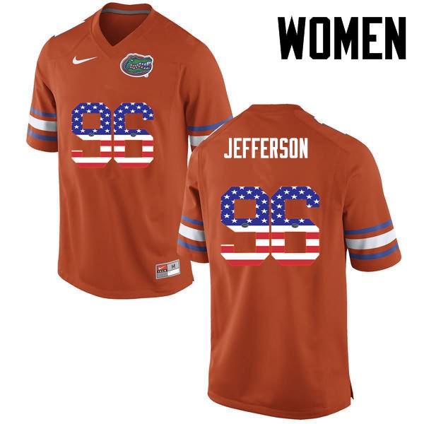 Women's NCAA Florida Gators Cece Jefferson #96 Stitched Authentic USA Flag Fashion Nike Orange College Football Jersey PXX1265HL